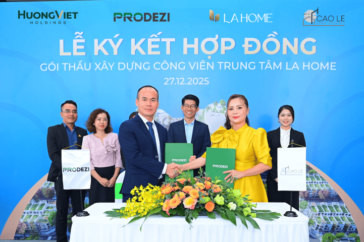 Lễ ký kết hợp đồng xây dựng Công viên Trung tâm LA Home giữa Chủ đầu tư Prodezi và Cao Lê Land Concept